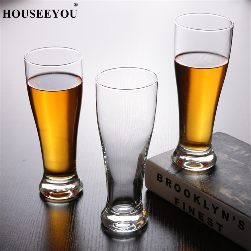 HOUSEEYOU 6Pcs/set 480ml Thick Bottom Beer Steins Juicer Water Cup Glass Mug Drinking Bottle Party Bar Restaurant Drinking Tool