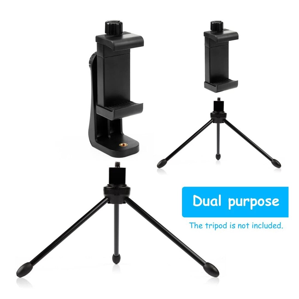Phone Holder Stand 360 Degree Clip Support For Cell Phone Smartphone Tripod Mount Compatible With All 1/4 Screw Adapter