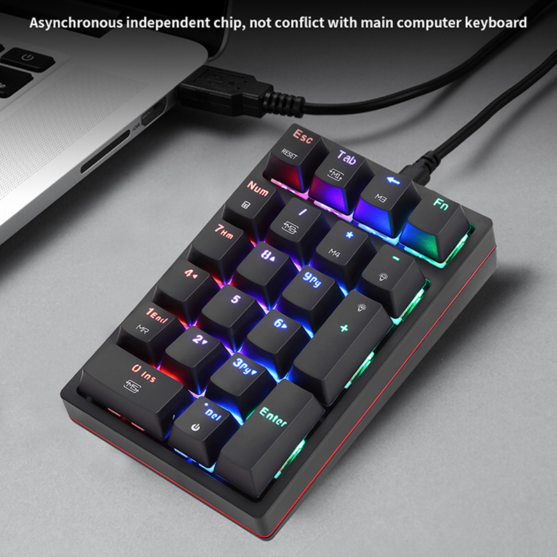 MOTOSPEED K24 Keyboard Mechanical Numeric USB Wired 21Keys Numpad RGB Backlight OSU Game Player Installable Driver Extended