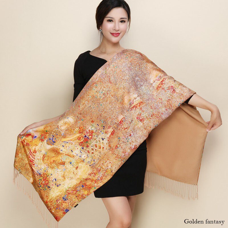 hiver Double côtés cachemire écharpe femmes long Pashmina Tippet femelle châles et Wrap Foulard femme floral foulards en soie: 11