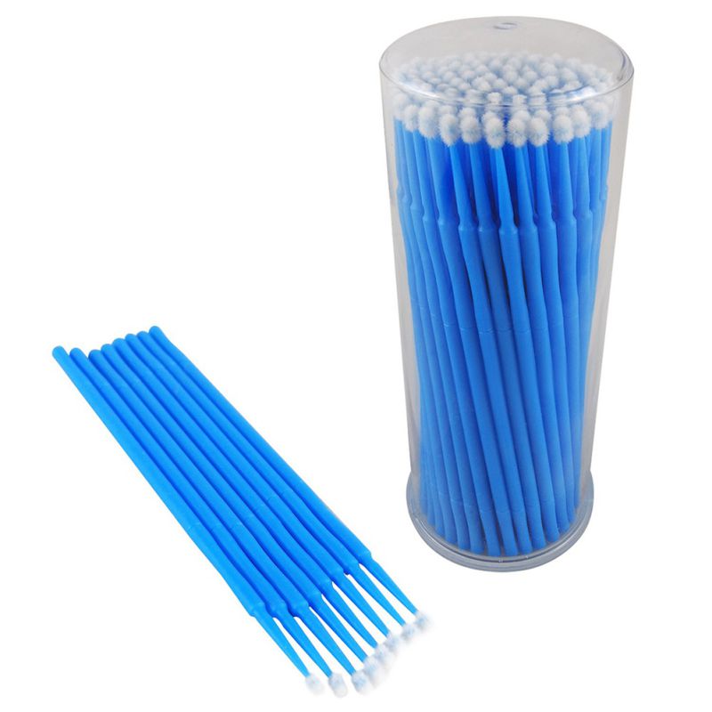 100pcs 2.5mm Disposable Micro Applicator For Automotive Paint Chip Repair Car Gap Cleaning Blue Tool