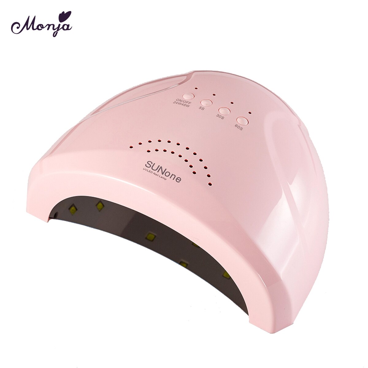 Monja sunone 2 farger 48w hurtigherdende uv gellakk led nail art lampe automatisk sensor timer negletørker manikyrverktøy: Rosa