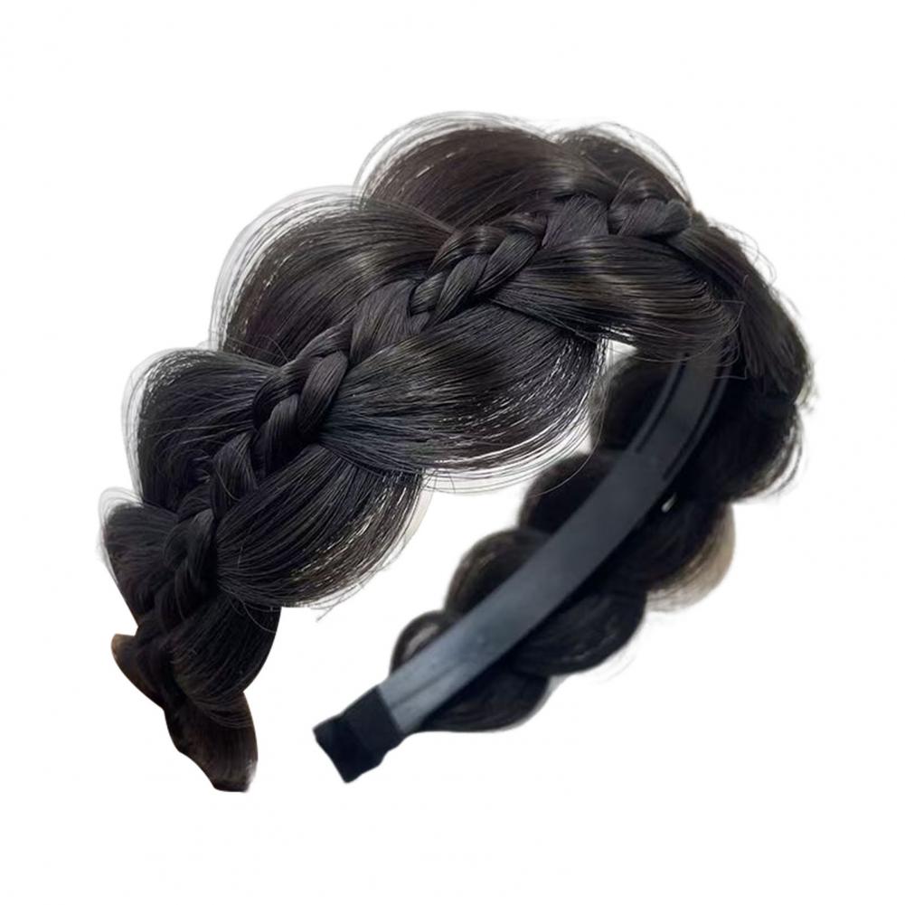 Braided Headband with Teeth Synthetic Heat-Resistant Realistic Human Hair Headband Secure Hair Fix Hair Hoop Women Headband: WHITE