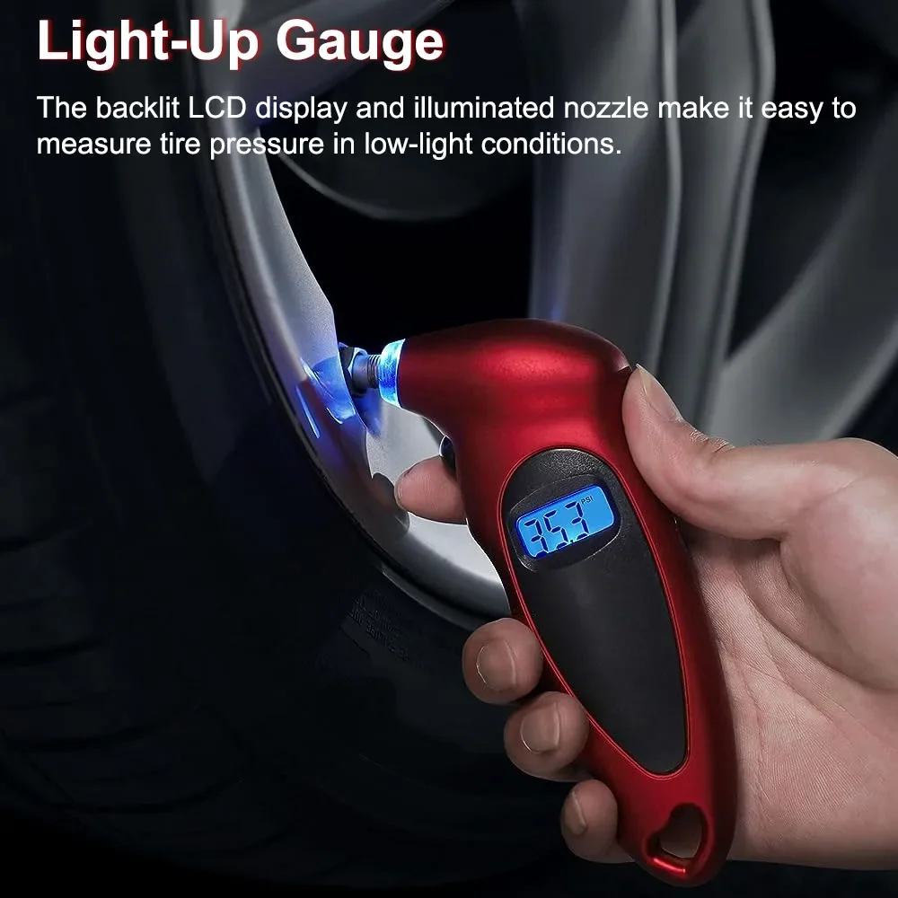Neues hochpräzises digitales Reifendruck messgerät hintergrund beleuchtetes LCD-Anzeige 150psi Hand-Autoreifen-Luft messer für LKW