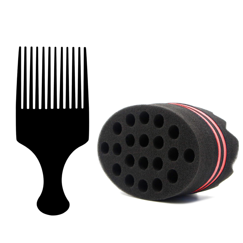 Grote Gaten Spons Voor Haar, Twist Spons, Magische Spons Borstel, Afro Haar Spons Spons Voor Krullen Met Gratis Haar Pick Kam (2 Pack): Light Grey