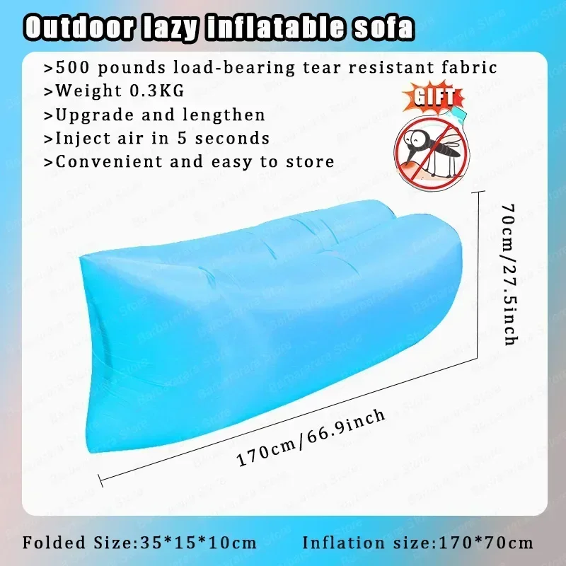 sofá inflable al aire libre Camping Festival de Música Cama inflable para adultos Cojín de aire Cojín de aire Sofá portátil: Color zafiro profundo
