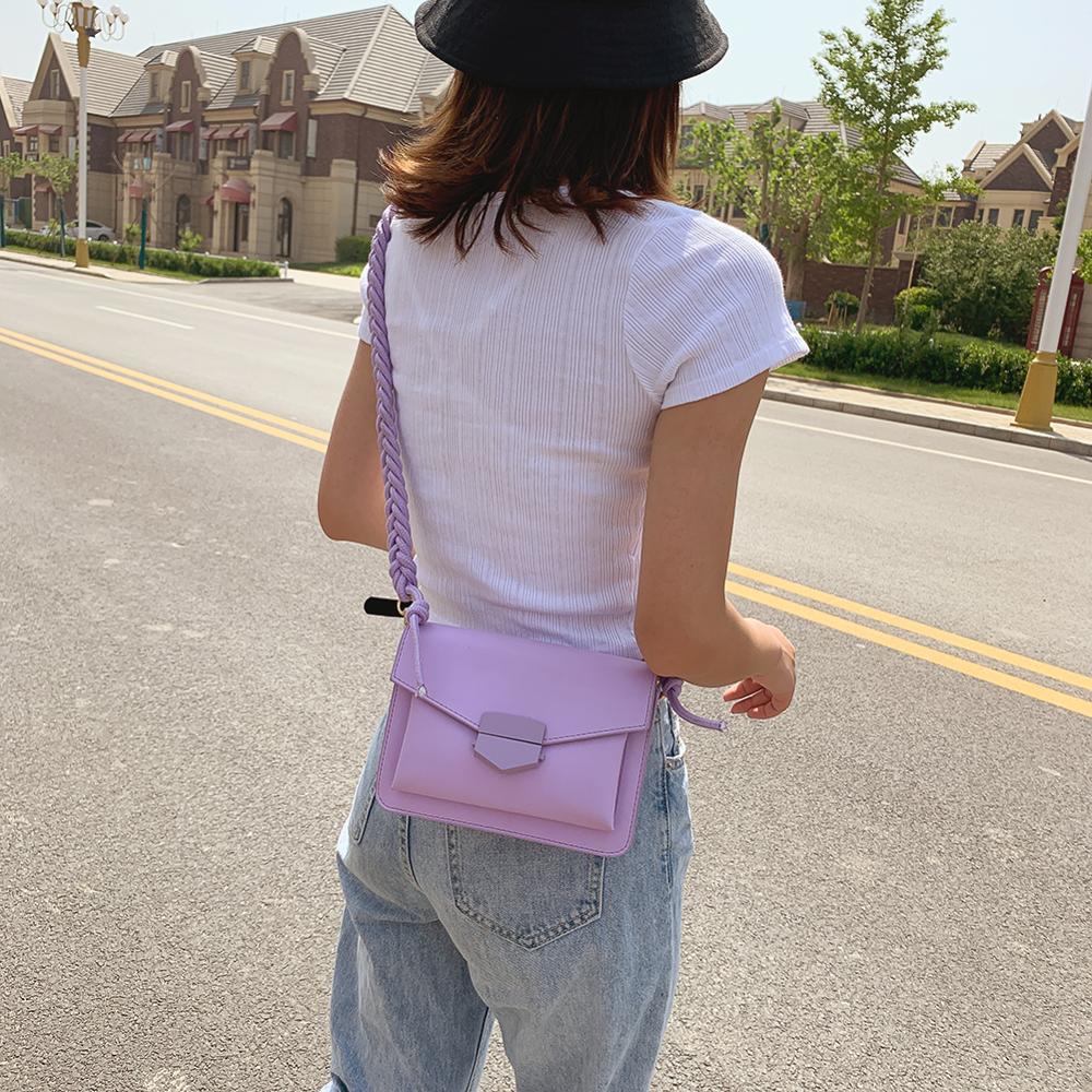 Women Candy Color Crossbody Bags Small Square Shoulder Handbags Female Purse Braided Classic Flap Crossbody Shoulder Bag