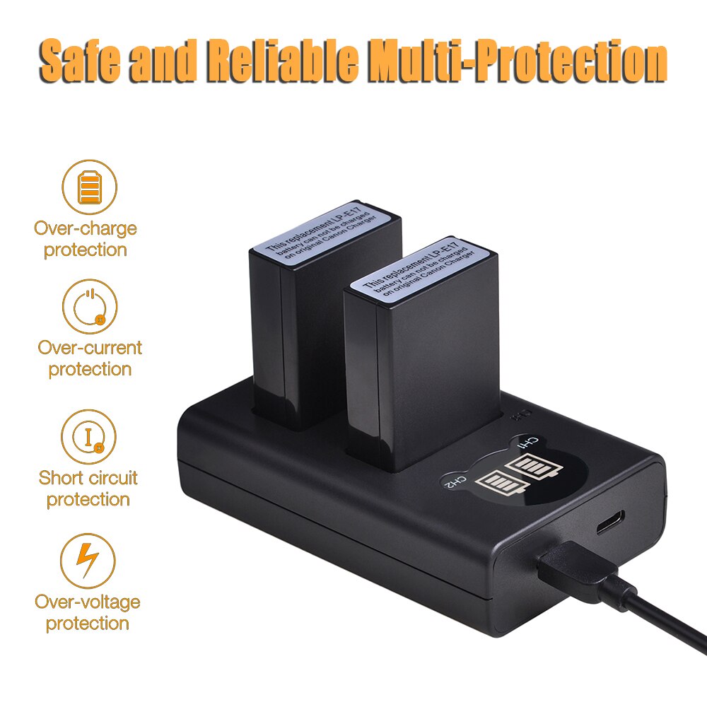 4 Uds LPE17 LP E17 LP-E17 batería LED cargador Dual USB para Canon EOS 200D M3 M5 M6 750D 760D T6i T6s 800D 8000D beso X8i Cámara