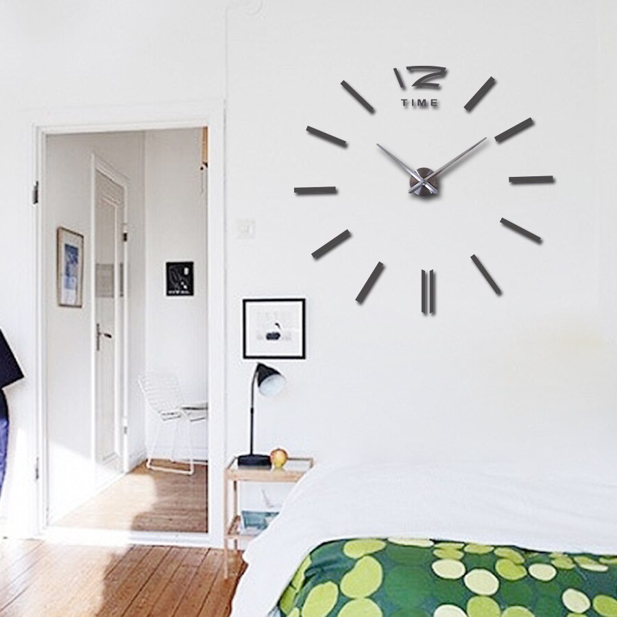 Veggklokke store dekorative klokker hjemmeinnredning 3d diy wallstickers stue reloj veggmaleri klistremerke