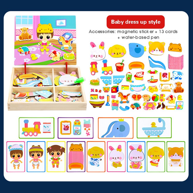 Kinderen Speelgoed Houten Magnetische Puzzel Educatief Speelgoed Kids Tafel Games Fidget Speelgoed Twee Stijlen En 8 Patronen Voor Uw keuze: scene 3