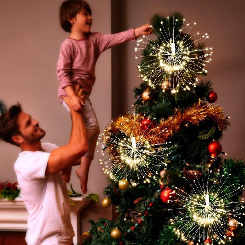 Festival bola estelar colgante cuerda luces 100-180Leds DIY fuegos artificiales cobre Hada guirnalda luces de Navidad al aire libre luz centelleante