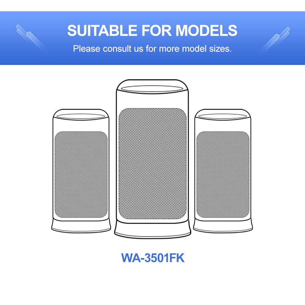 Composite Filter For Whirlpool HEPA Filter And Carbon Cloth Fit For WA-3501FK WA-3801SFK Air Purifier Parts 210*220*140mm