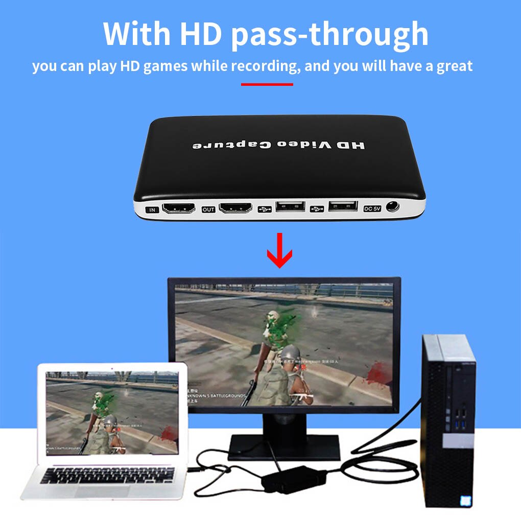 Usb 1080p hd videooptagelse hdmi hdd-spil av videooptagelsesoptager medieafspilning automatisk justering eu-stik