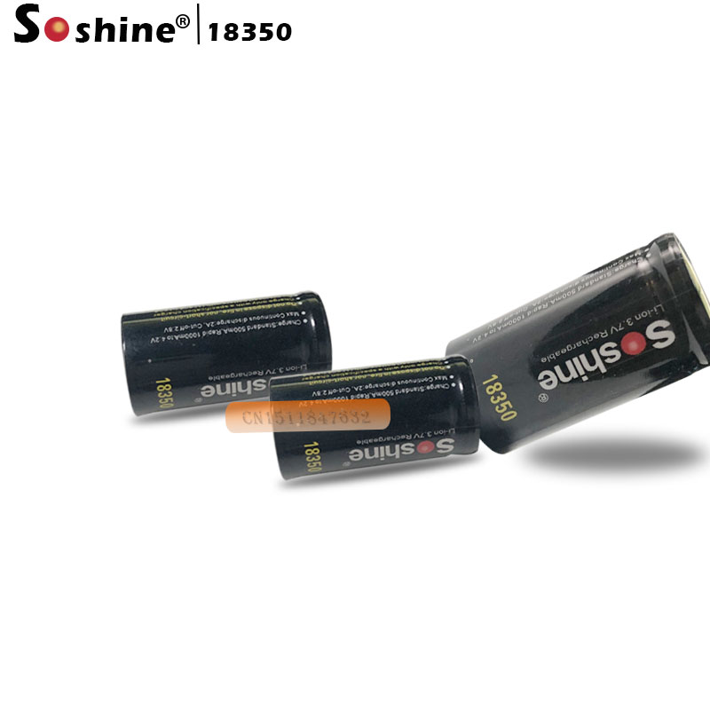 2 uds Soshine 18350 batería 1000mAh 3,7 V recargable de Li-Ion de la batería con batería de almacenamiento de protección de la Caja
