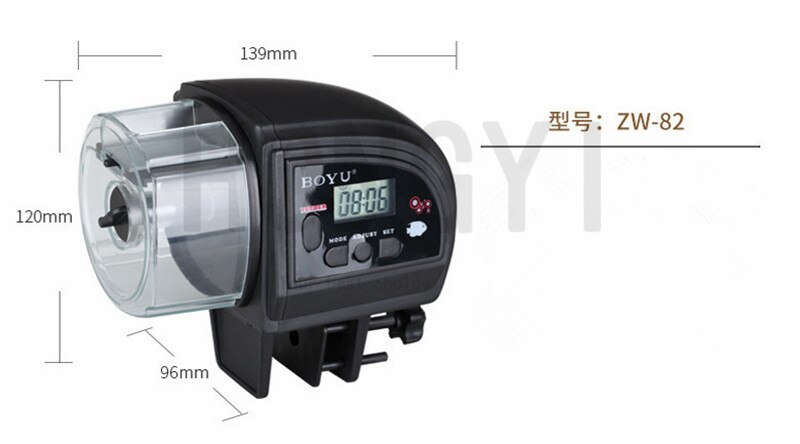 BOYU 1 stuk ZW-66 ZW-82 huishouden aquarium automatische feeder aquarium hoge capaciteit intelligente timer visvoer feeder: ZW-82