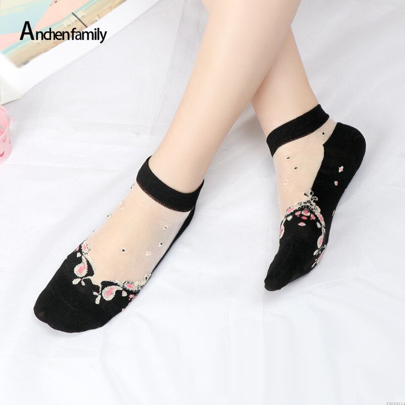 Lace Ruffle Soft Comfy Sheer Silk Socks Elastic Mesh Knit Frill Trim Transparent Ankle Funny Sexy Fishnet Women Socks