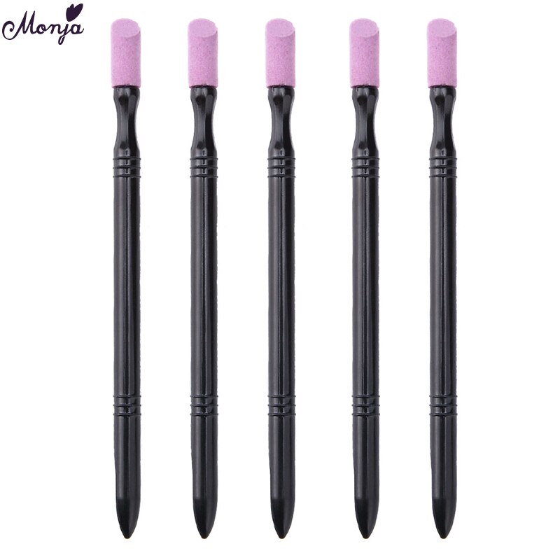 Monja 1/5Stck Nagel Kunst Dual Ende Quarz Peelings Stein Häutchen Entfernen Drücker Trimmer Toten Haut Cutter Stift Stock Manikübetreffend Pflege Werkzeug