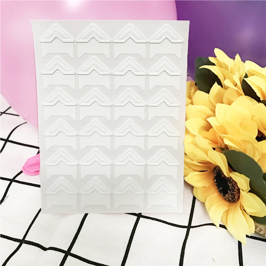 120 stks/partij (5 vellen) DIY Snoep kleuren Vintage Hoek kraftpapier Stickers voor Fotoalbums Frame Decoratie Scrapbooking: White