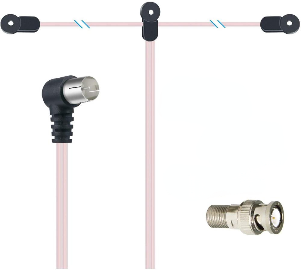 Flex F type 75 Ohm FM Dipole Radio Antenna with different adapters for Top Radio Stereo Receiver HiFi AV Mini System Stereo Kit: green