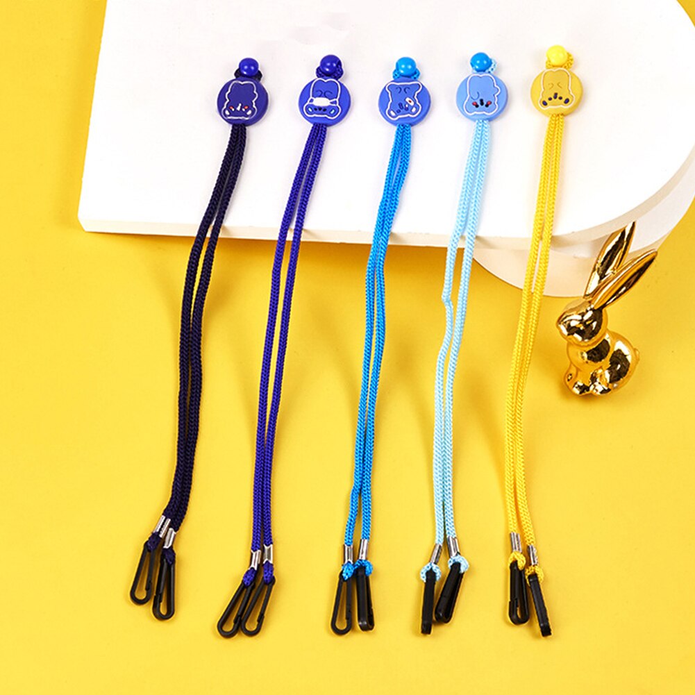 Cuerda elástica para colgar mascarillas, cordón ajustable para mascarillas, soporte para mascarillas, dos ganchos para niños