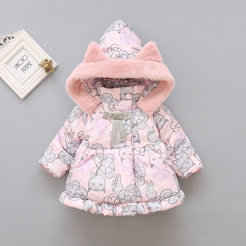 Jaqueta infantil de inverno, casaco grosso e quente para crianças, blusa de desenho animado para meninas