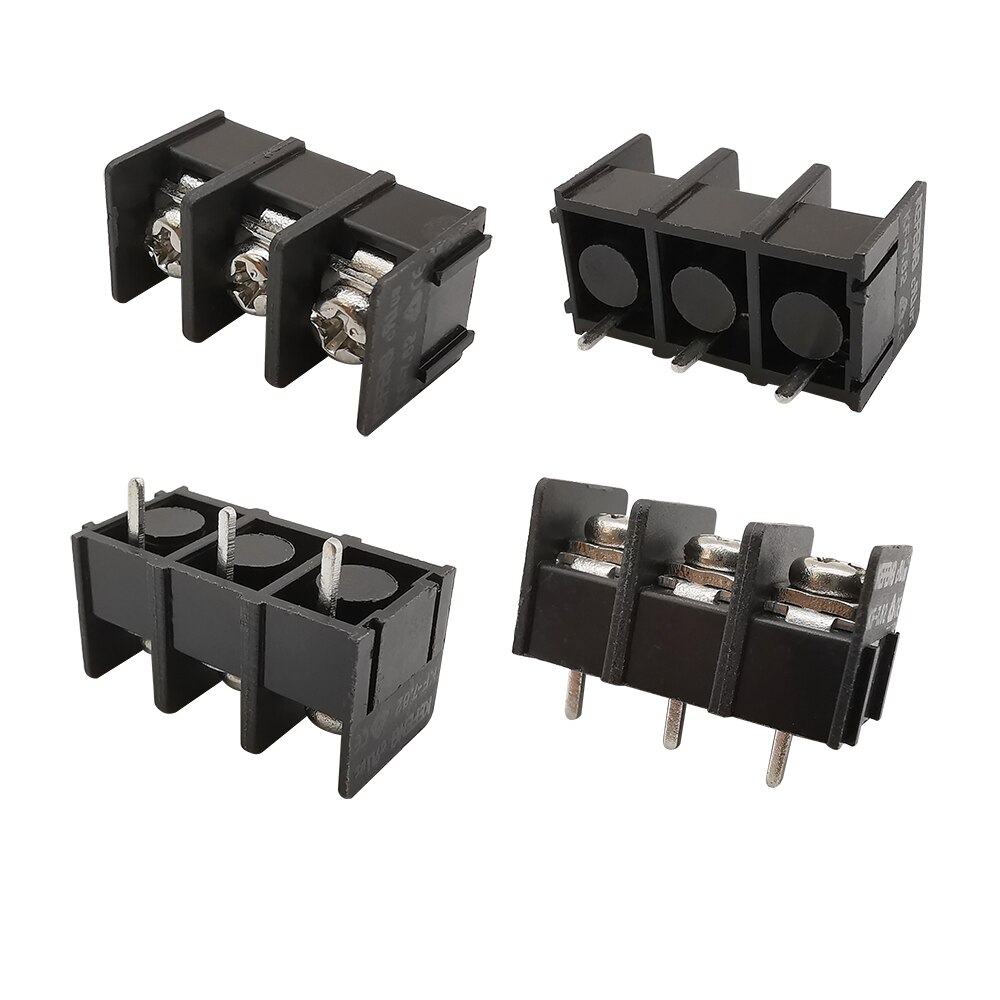 Bornier à vis PCB noir, pas de 7.62mm, connecteur KF7.62 2P 3P 4 broches, connecteurs à vis épissables, 10 pièces: 3Pin 10Pcs