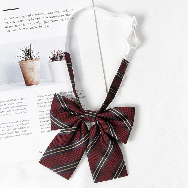 Pajarita a rayas de estilo japonés JK para niñas, uniforme escolar para niñas, Corbatas de mariposa coreanas para Cosplay: Plata