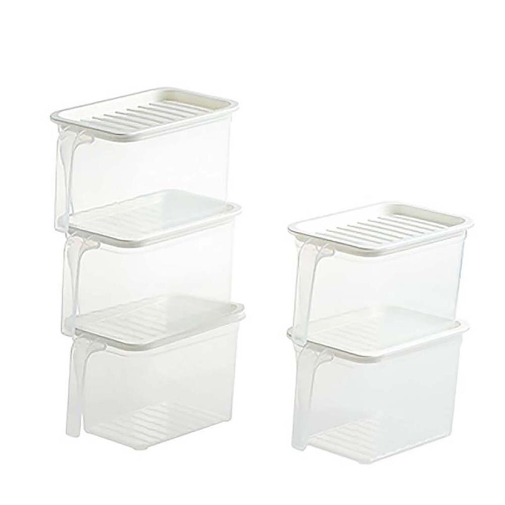 5 Stks/set Keuken Opslag Containers Plastic Voedsel Opslag Container Clear Rijst Doos Koelkast Organisator Thee Bean Grain Case: 5pcs White S
