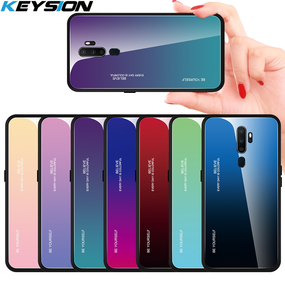 Funda de vidrio templado para teléfono KEYSION degradado para OPPO A9 funda de silicona de vidrio duro a prueba de golpes para OPPO A5 A11X