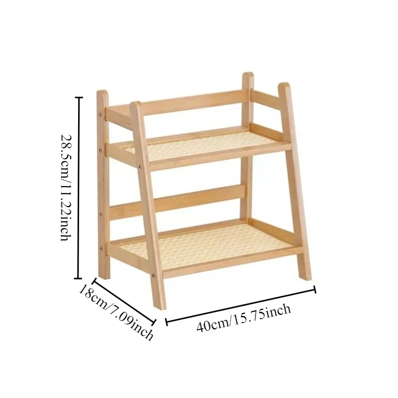 Estante de almacenamiento de madera, estantes organizadores de escritorio de 2 niveles, estante de exhibición de escritorio Trapezoidal, estante de almacenamiento de papelería para oficina: verde