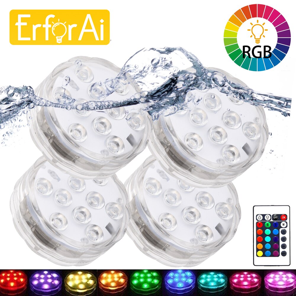 10/ 13 Led Remote Controlled Submersible RGB Light Outdoor Night Lamp Garden Party Decoration Battery Operated Underwater Vase