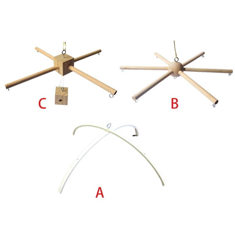 Houten babymobielhanger, babybedmobielhangerframe, mobiele doe-het-zelf babymobielhouder in natuurlijk hout, babybel