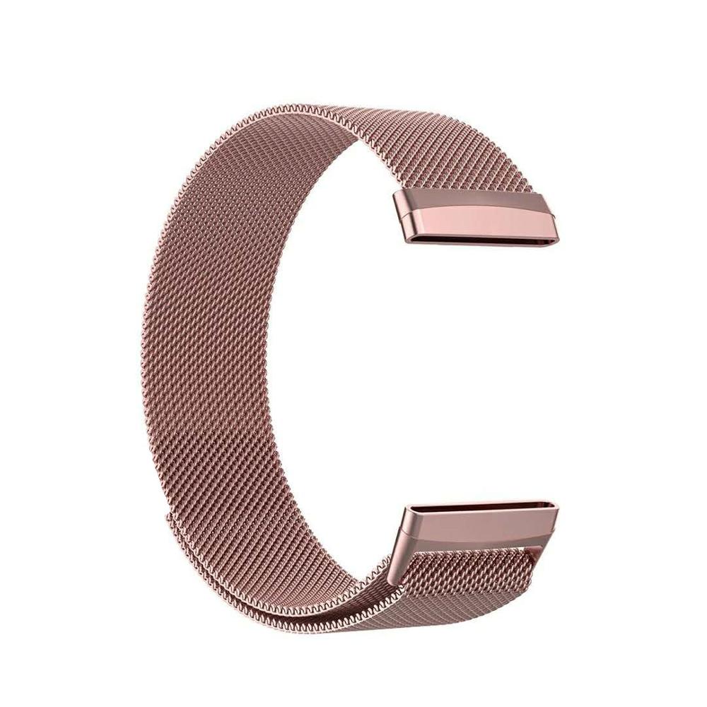 Ktab smartwatchband voor fitbit versa 3 roestvrij staal metalen fitbit versa bandjes milanese lus voor fitbit sense / fitbi versa 3: Roze roos / Ik