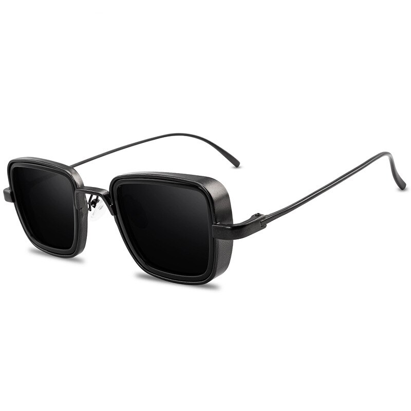 Lunettes de soleil polarisées carrées en métal pour hommes et femmes, monture classique, pour la conduite,  uv400 paires: Noir gris