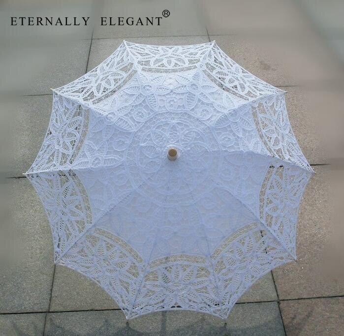 Lace Lace Parasol Cotton Embroidery Wedding Many Color White/Ivory Sun Umbrella Decorations 001