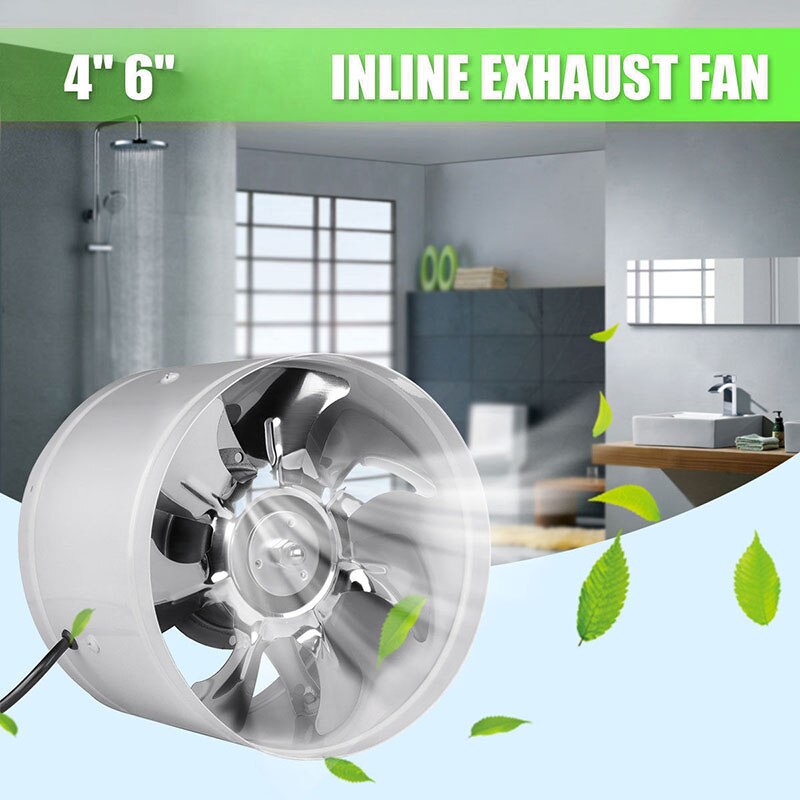 4Inch/6Inch Inline Duct Fan Booster Exhaust Blower Air Cooling Vent Metal Blades