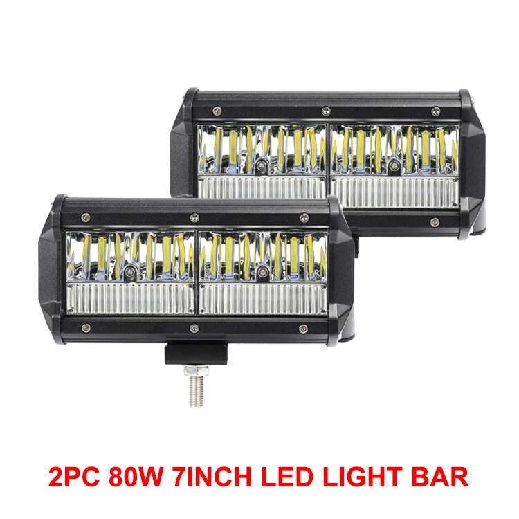 Nlpearl 12v 24v 4 ~ 20 inch led-balk offroad spot flood beam led-lichtbalk voor auto, vrachtwagen, boot, tractor 4 x 4 atv barra led-werklamp: 2pc 7 inch 80w