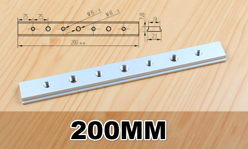 Aluminium T Track Slot M6 M8 Slide Slab for T-slot T-track Miter Track Fixture Slot Woodworking Tool Router Table Tools: 200mm with hole