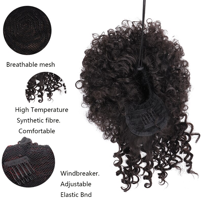 Talangsynthetic Hair Extensions Krullend Hoge Bladerdeeg Paardenstaart Afro-amerikaanse Haar Paardenstaart Met Pony Korte Wrap Clip