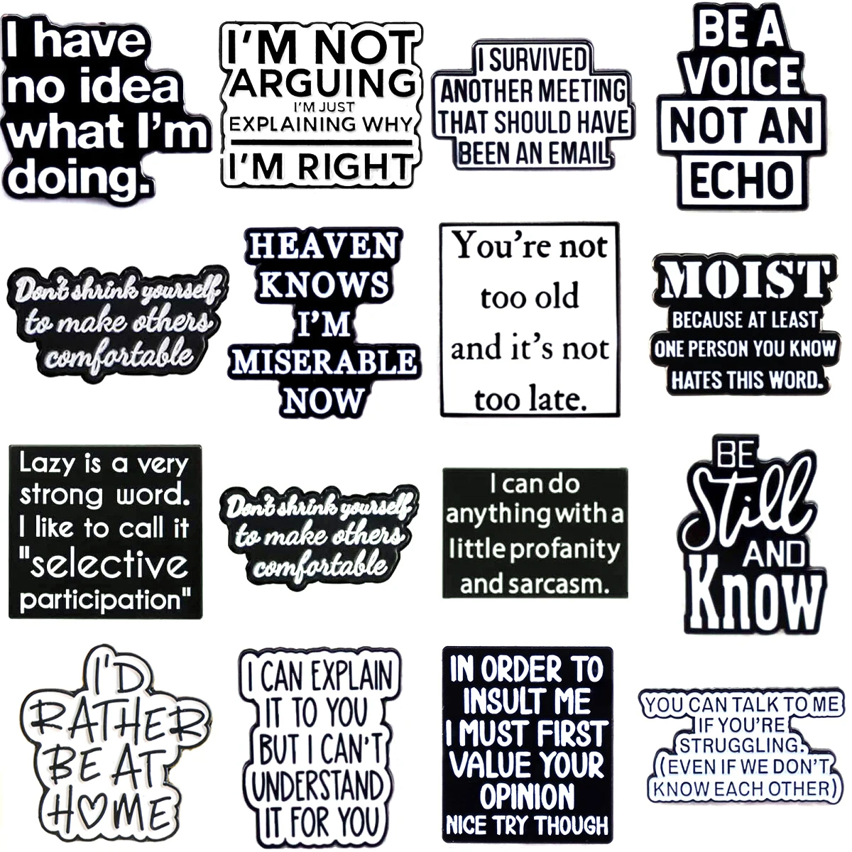Grappige Inspirerende Quotes Emaille Badge Letters Broches Vrouwen Reversspeldjes op Rugzak Kostuum Accessoires Zin Sieraden