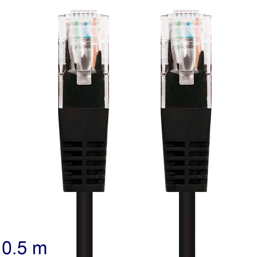 NANOCABLE Netzwerkkabel RJ45 Ethernet Kabel lokal Bereich Netzwerk Kabel für PC Laptop TV Schwarz 10.20.0400-BK 0.5m Katze.6