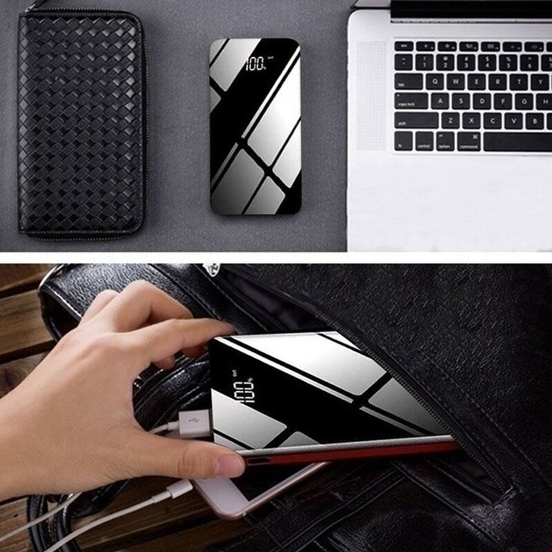 Grande capacità 30000mAh PoverBank caricatore rapido portatile da 4 USB caricatore da viaggio per esterno a specchio a schermo intero per tutti i telefoni