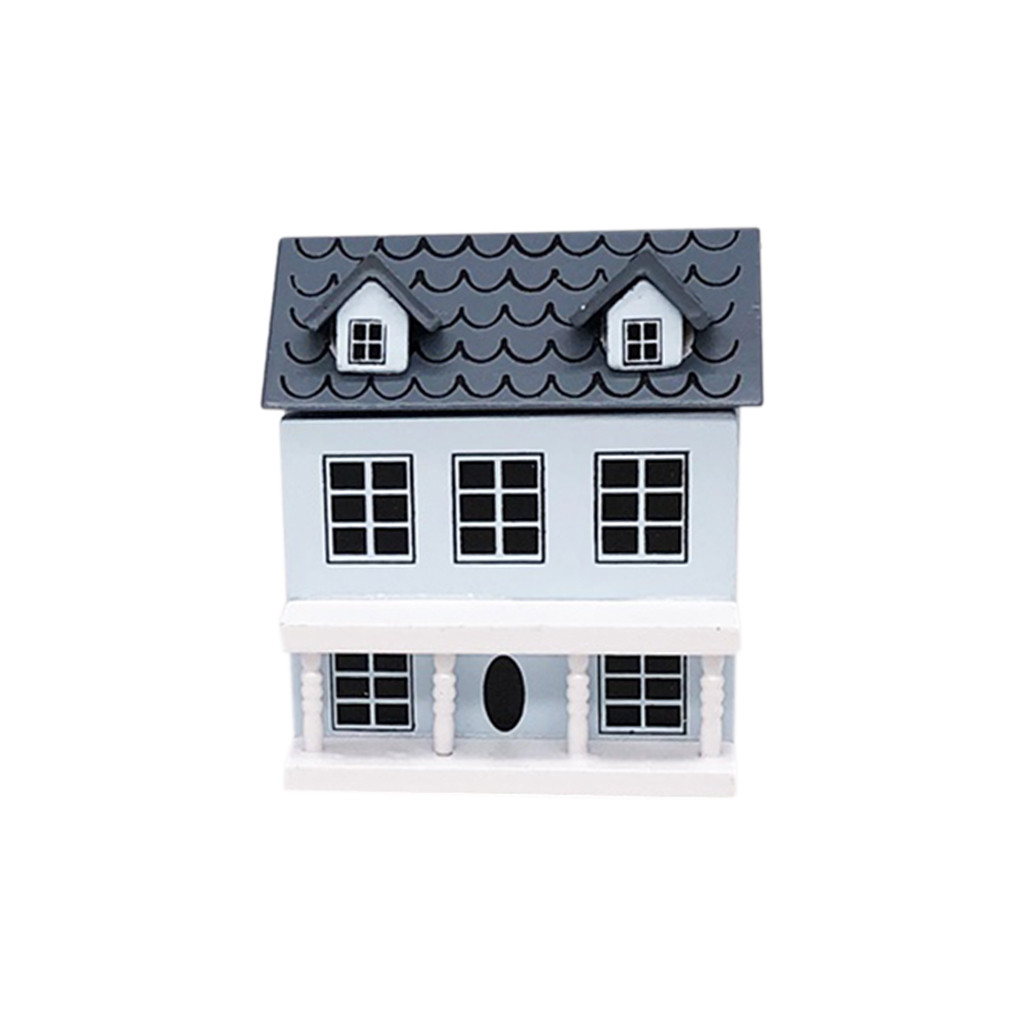 1/12 Mini Dollhouse Miniature Villa Mini House with Movable Grey Roof Toy juguetes miniature E0103