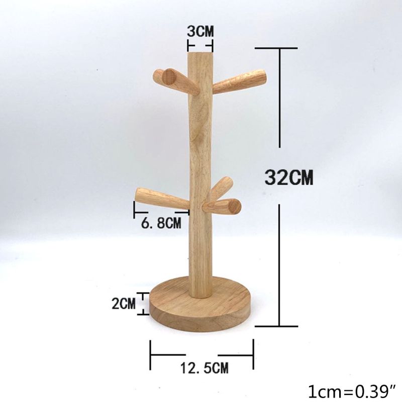 1Pc 6 Hooks Mug Holder Tree,Wooden Cup Holder Mug Tree Holder Rack Tabletop Holder,Tea Coffee Cup Mug Hoooks Mug Cup Tree
