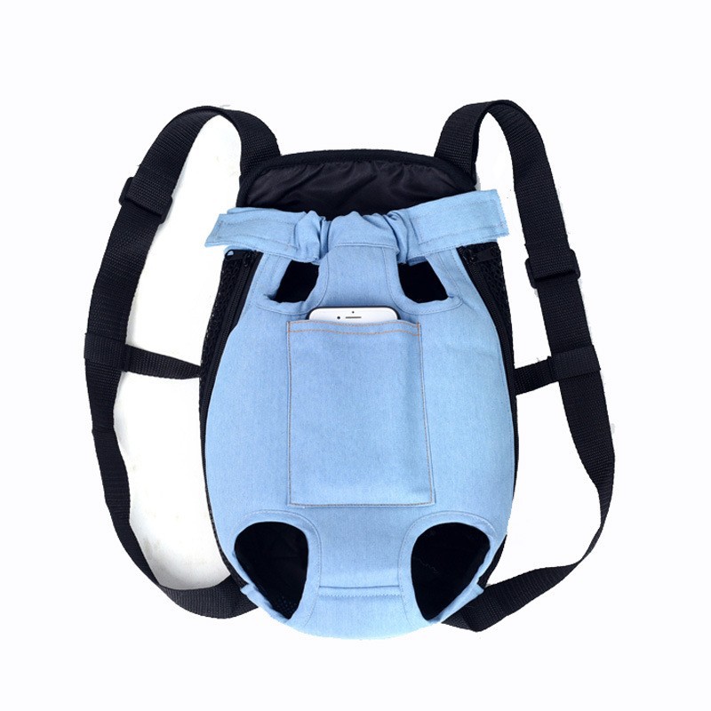 Dog Cat Pets Backpack Hands-Free Pet Travel Bag Double Shoulder Mesh Breathable Pet Dog Carrier Backpack Pet Accessories: S / Blue
