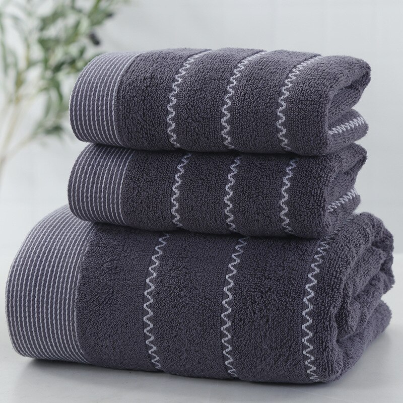 1/2/3pcs/set Bath Towel Adult Thickening Strong Absorbent Bath Towels Cotton Household Men Women Couple Big Towels Beach Towel: 1small 1big Blue