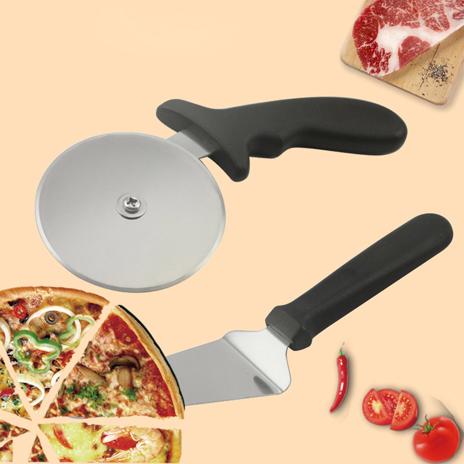 Stainless Steel Pizza Cutter Double Roller Pizza Knife Cutter Pastry Pasta Dough Crimper Kitchen Pizza Tools