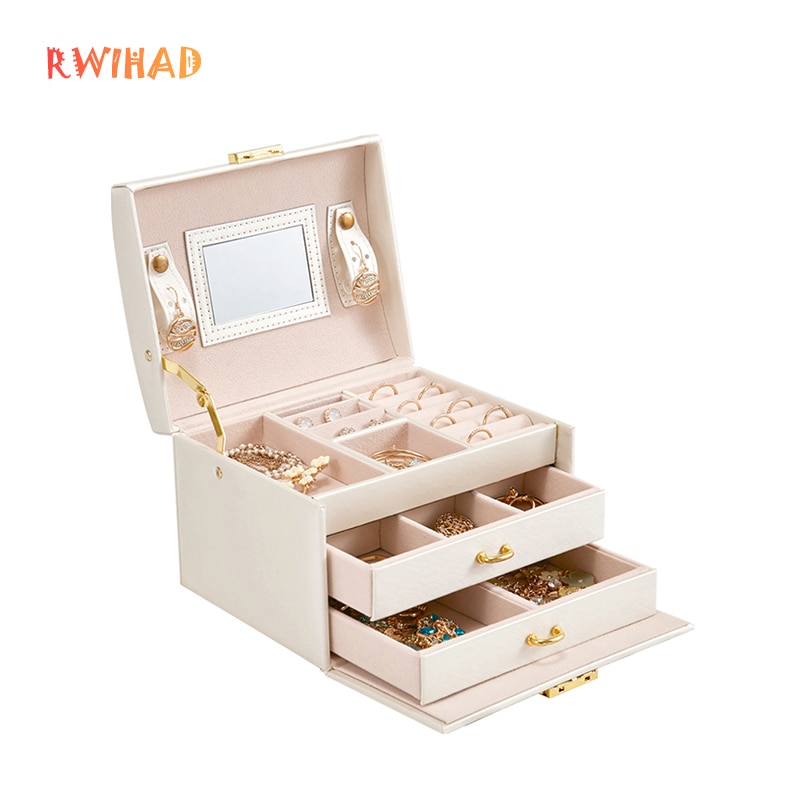 PU Schmuck Organizer box make-up Organizer Armbänder Ohrring & Ring sarg verpackung fall box Halskette container mädchen