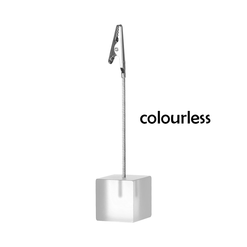 Abrazadera de clip para notas de fotos, base cuadrada de resina , soporte para tarjetas, notas y fotos, soporte de clip digital para mesa: transparent