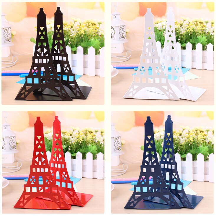 2 pièces/ensemble tour Eiffel étagère grand métal serre-livres support de bureau Stand pour livres organisateur papeterie